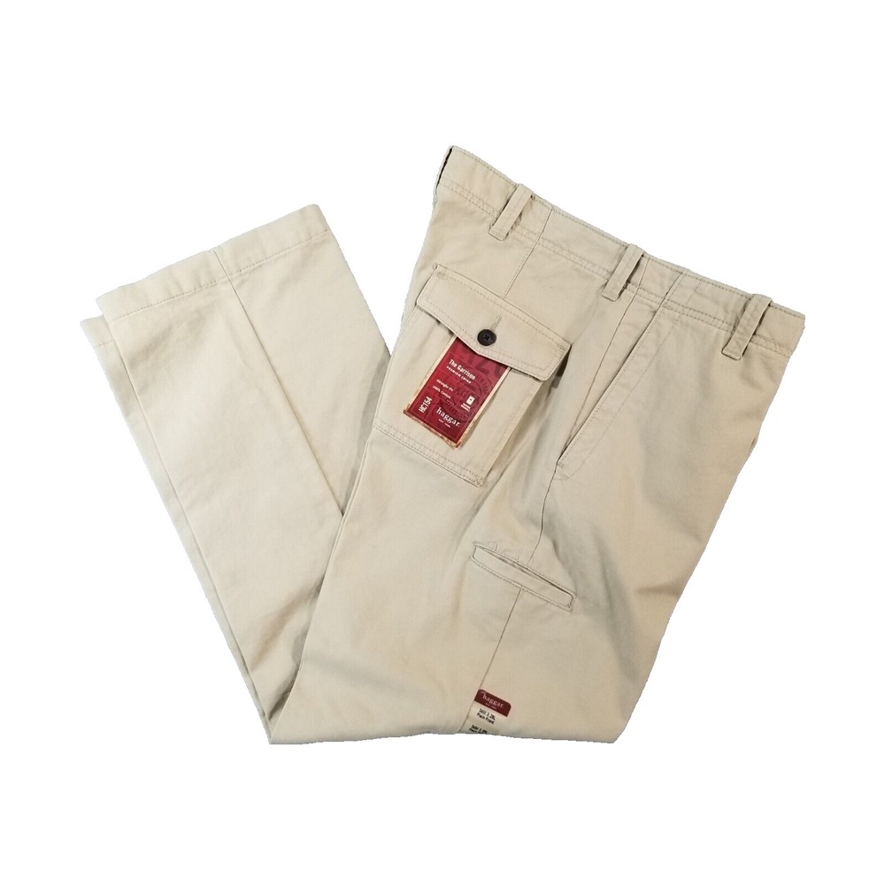 Haggar Chino Pants Men 34x29 Beige The Garrison Premium Straight Cotton HC154